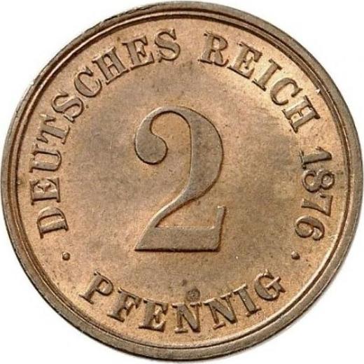 Avers 2 Pfennig 1876 E "Typ 1873-1877" - Münze Wert - Deutschland, Deutsches Kaiserreich