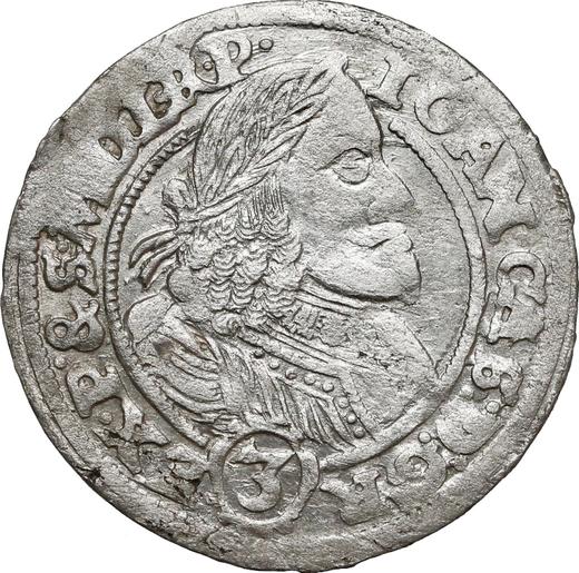 Аверс монеты - 3 крейцера 1658 года - цена серебряной монеты - Польша, Ян II Казимир