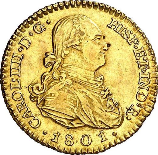 Аверс монеты - 1 эскудо 1801 года M FA - цена золотой монеты - Испания, Карл IV