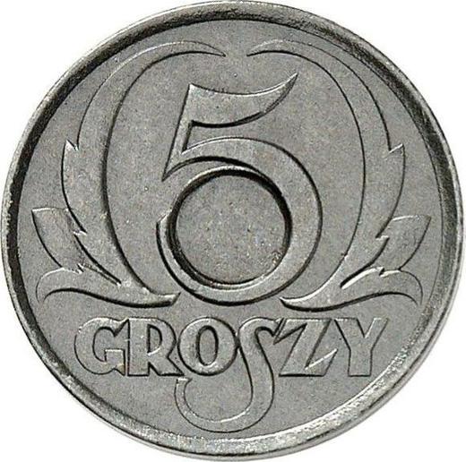Rewers monety - 5 groszy 1939 Cynk Bez otworu - cena  monety - Polska, Niemiecka okupacja