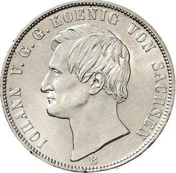 Obverse Thaler 1868 B "Mining" - Silver Coin Value - Saxony-Albertine, John
