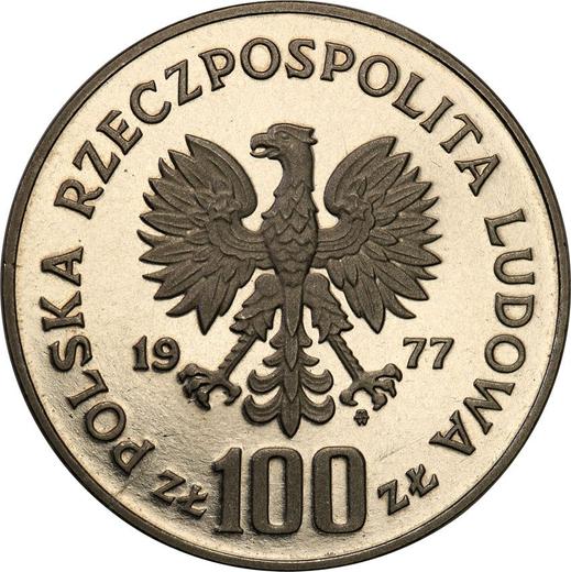 Аверс монеты - Пробные 100 злотых 1977 года MW "Королевский замок на Вавеле" Никель - цена  монеты - Польша, Народная Республика