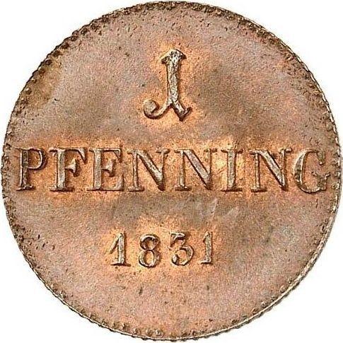Реверс монеты - 1 пфенниг 1831 года - цена  монеты - Бавария, Людвиг I