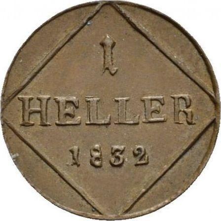 Rewers monety - 1 halerz 1832 - cena  monety - Bawaria, Ludwik I
