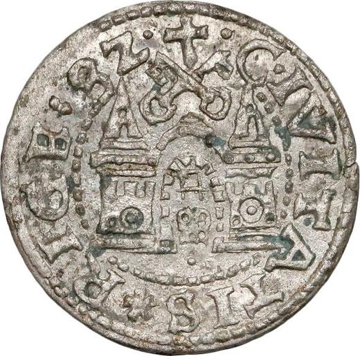 Реверс монеты - Денарий 1582 года "Рига" - цена серебряной монеты - Польша, Стефан Баторий
