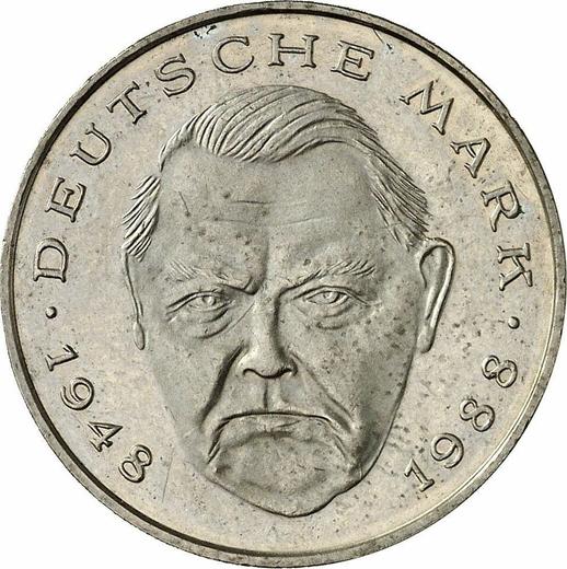 Awers monety - 2 marki 1989 G "Ludwig Erhard" - cena  monety - Niemcy, RFN