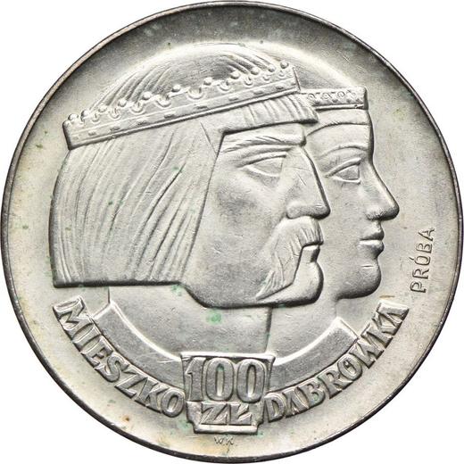 Rewers monety - PRÓBA 100 złotych 1966 MW WK "Mieszko i Dąbrówka" Srebro - cena srebrnej monety - Polska, PRL