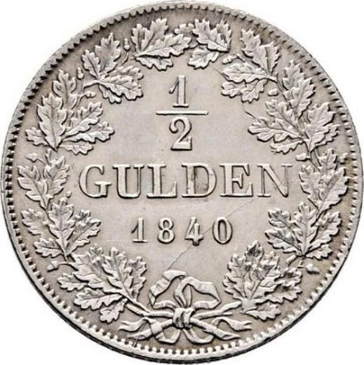 Реверс монеты - 1/2 гульдена 1840 года - цена серебряной монеты - Вюртемберг, Вильгельм I