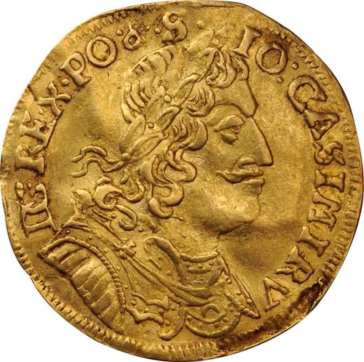 Anverso Ducado 1654 MW "Retrato con guirnalda" - valor de la moneda de oro - Polonia, Juan II Casimiro
