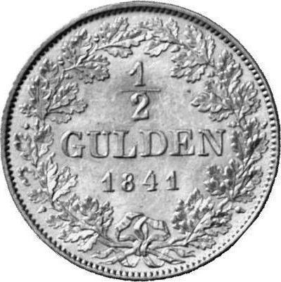 Реверс монеты - 1/2 гульдена 1841 года D - цена серебряной монеты - Баден, Леопольд