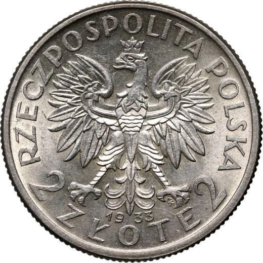 Anverso 2 eslotis 1933 "Polonia" - valor de la moneda de plata - Polonia, Segunda República