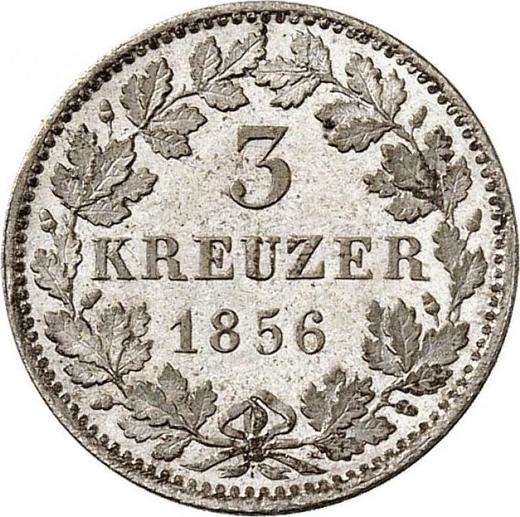 Реверс монеты - 3 крейцера 1856 года - цена серебряной монеты - Баден, Фридрих I