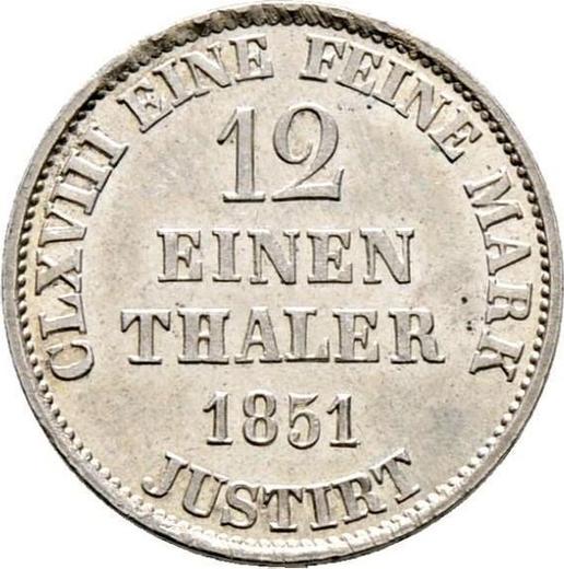 Reverse 1/12 Thaler 1851 B - Silver Coin Value - Hanover, Ernest Augustus