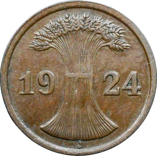 Reverse 2 Reichspfennig 1924 J -  Coin Value - Germany, Weimar Republic