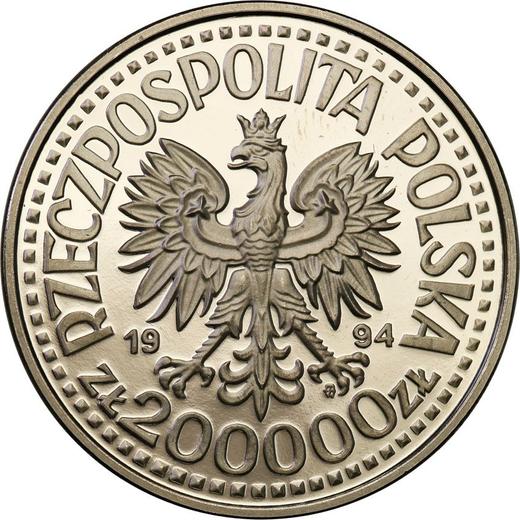 Obverse Pattern 200000 Zlotych 1994 MW ANR "75 years of the Association of War Invalids of the Republic of Poland" Nickel -  Coin Value - Poland, III Republic before denomination