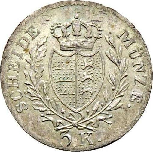Реверс монеты - 3 крейцера 1836 года - цена серебряной монеты - Вюртемберг, Вильгельм I