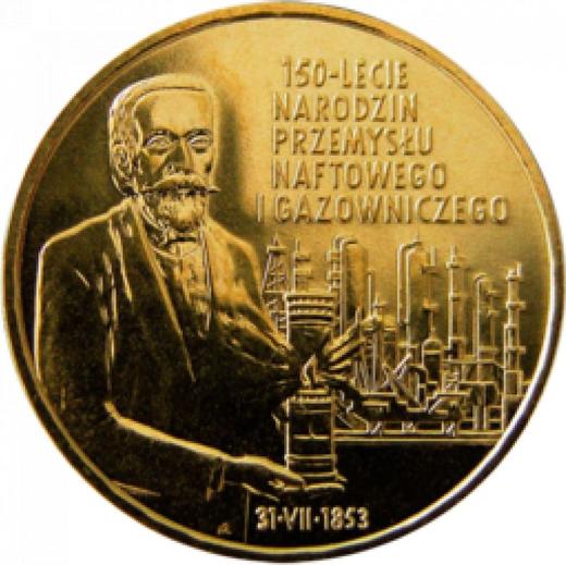 Реверс монеты - 2 злотых 2003 года MW NR "150 лет нефтяной и газовой промышленности" - цена  монеты - Польша, III Республика после деноминации