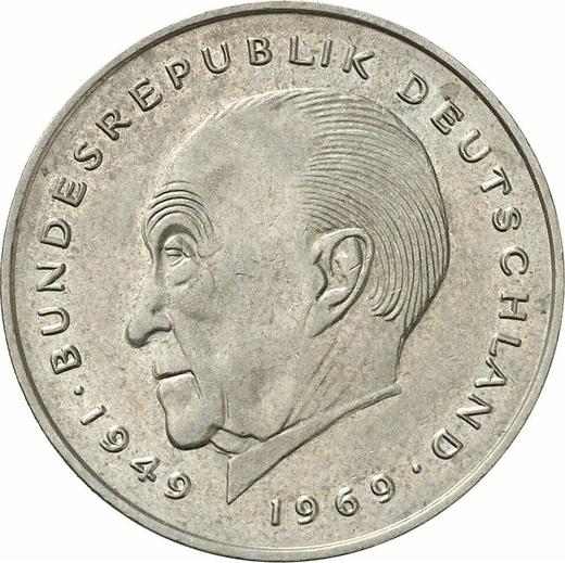 Аверс монеты - 2 марки 1979 года G "Аденауэр" - цена  монеты - Германия, ФРГ