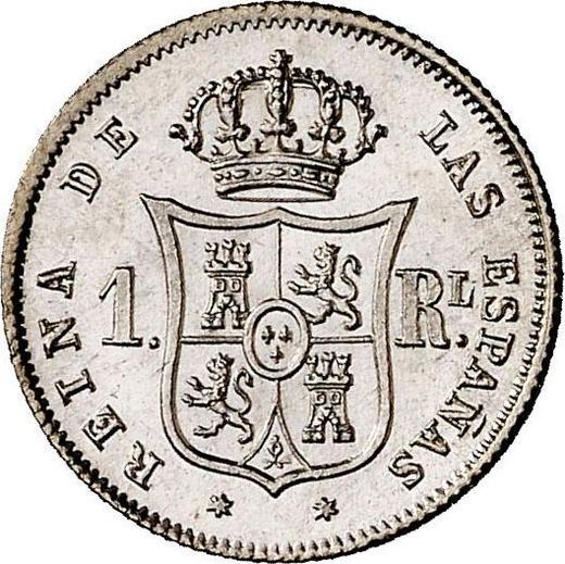 Revers 1 Real 1861 Sechs spitze Sterne - Silbermünze Wert - Spanien, Isabella II