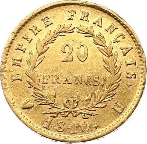 Reverse 20 Francs 1810 U "Type 1809-1815" Turin - Gold Coin Value - France, Napoleon I