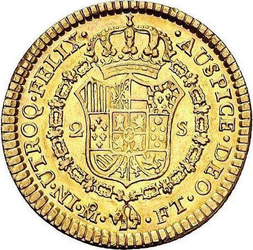 Реверс монеты - 2 эскудо 1801 года Mo FT - цена золотой монеты - Мексика, Карл IV