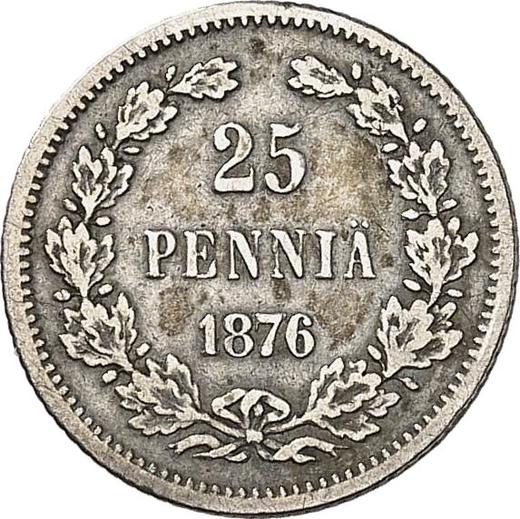 Реверс монеты - 25 пенни 1876 года S - цена серебряной монеты - Финляндия, Великое княжество
