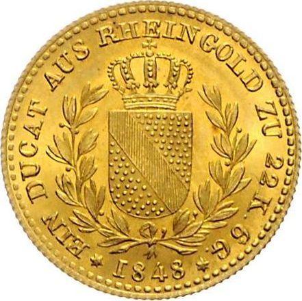 Реверс монеты - Дукат 1848 года - цена золотой монеты - Баден, Леопольд