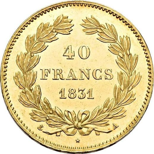 Reverso 40 francos 1831 A "Tipo 1831-1839" París - valor de la moneda de oro - Francia, Luis Felipe I