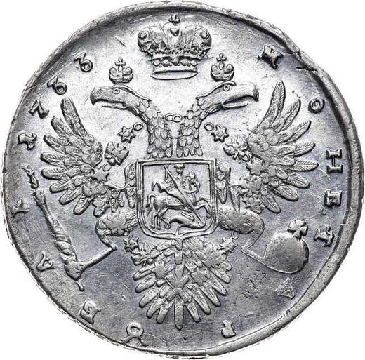 Reverse Rouble 1733 "The corsage is parallel to the circumference" Without the brooch on chest Simple cross of orb - Silver Coin Value - Russia, Anna Ioannovna