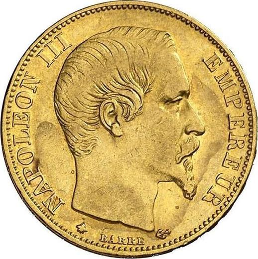 Anverso 20 francos 1860 BB "Tipo 1853-1860" Estrasburgo - valor de la moneda de oro - Francia, Napoleón III Bonaparte