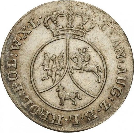 Аверс монеты - 10 грошей 1787 года EB - цена серебряной монеты - Польша, Станислав II Август