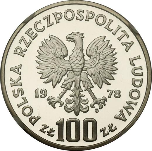 Аверс монеты - 100 злотых 1978 года MW "Лось" Серебро - цена серебряной монеты - Польша, Народная Республика