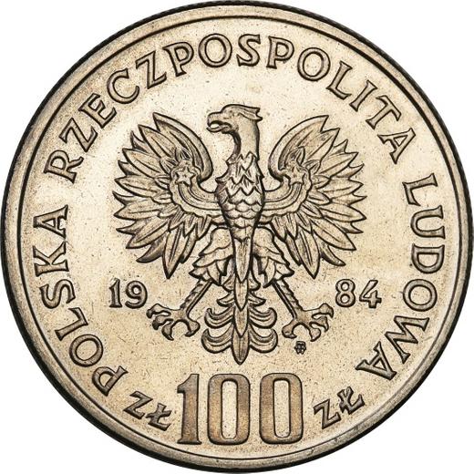 Аверс монеты - Пробные 100 злотых 1984 года MW TT "Винценты Витос" Никель - цена  монеты - Польша, Народная Республика