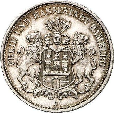Anverso 2 marcos 1908 J "Hamburg" - valor de la moneda de plata - Alemania, Imperio alemán