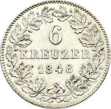 Rewers monety - 6 krajcarów 1848 - cena srebrnej monety - Bawaria, Ludwik I