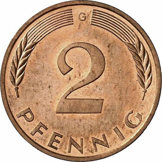 Аверс монеты - 2 пфеннига 1990 года G - цена  монеты - Германия, ФРГ