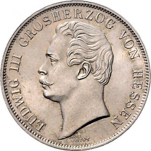 Аверс монеты - 1 гульден 1855 года - цена серебряной монеты - Гессен-Дармштадт, Людвиг III