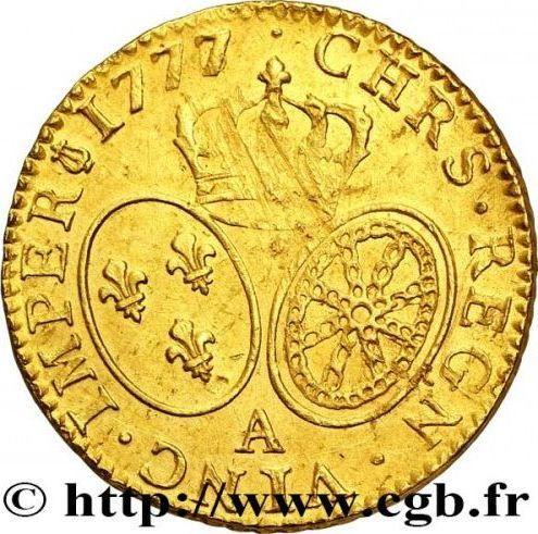 Reverse Louis d'Or 1777 A Paris - France, Louis XVI