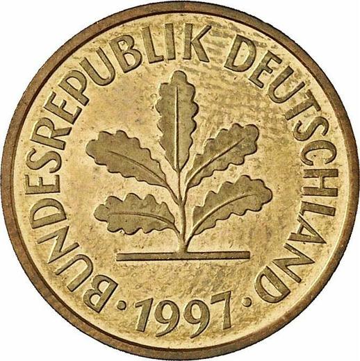 Реверс монеты - 5 пфеннигов 1997 года J - цена  монеты - Германия, ФРГ