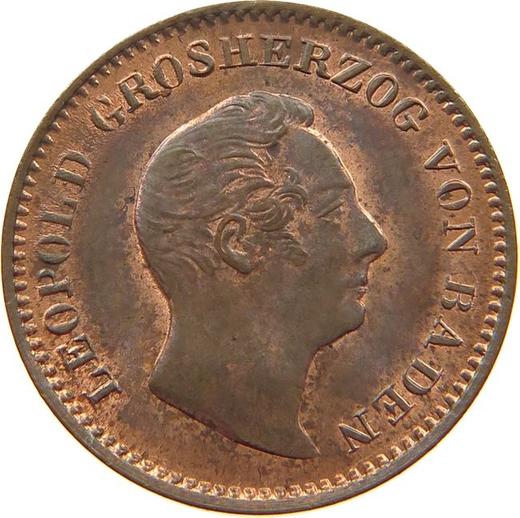 Аверс монеты - 1/2 крейцера 1845 года - цена  монеты - Баден, Леопольд