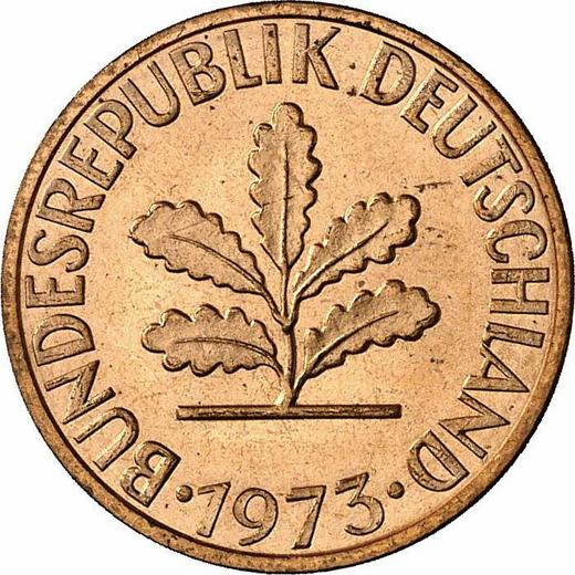 Реверс монеты - 2 пфеннига 1973 года J - цена  монеты - Германия, ФРГ