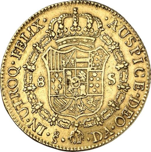 Реверс монеты - 8 эскудо 1790 года So DA - цена золотой монеты - Чили, Карл IV