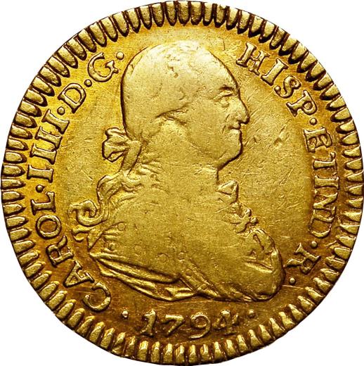 Аверс монеты - 1 эскудо 1794 года PTS PR - цена золотой монеты - Боливия, Карл IV