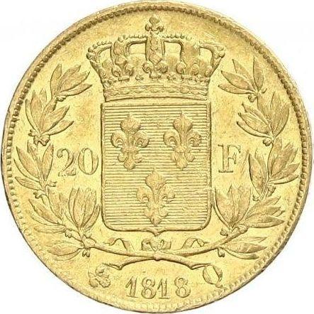 Reverse 20 Francs 1818 Q "Type 1816-1824" Perpignan - France, Louis XVIII