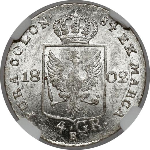 Rewers monety - 4 groszy 1802 B "Śląsk" - cena srebrnej monety - Prusy, Fryderyk Wilhelm III