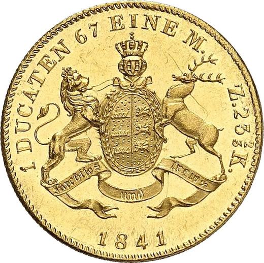 Rewers monety - Dukat 1841 A.D. - cena złotej monety - Wirtembergia, Wilhelm I