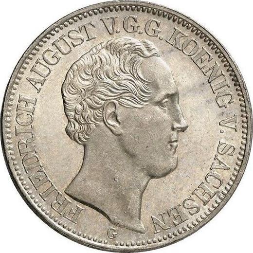 Anverso Tálero 1842 G "Minero" - valor de la moneda de plata - Sajonia, Federico Augusto II