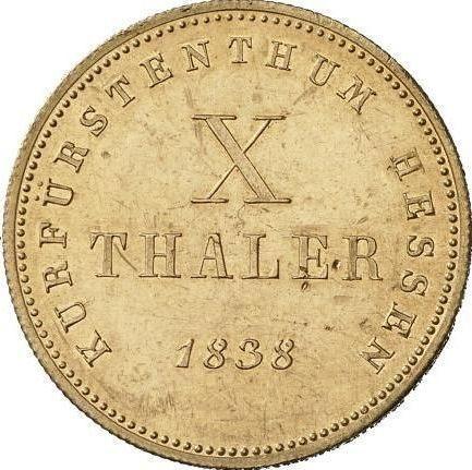 Reverso 10 táleros 1838 - valor de la moneda de oro - Hesse-Cassel, Guillermo II