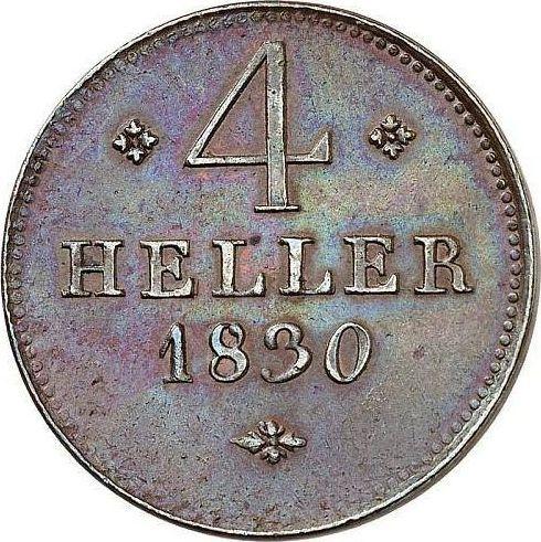 Rewers monety - 4 heller 1830 - cena  monety - Hesja-Kassel, Wilhelm II