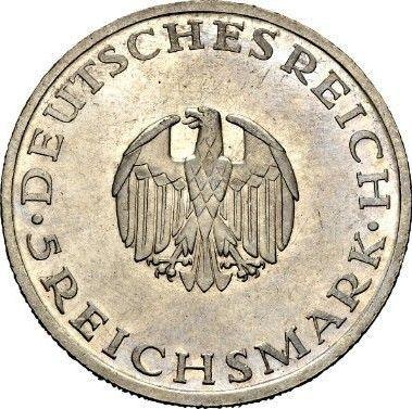 Anverso 5 Reichsmarks 1929 G "Lessing" - valor de la moneda de plata - Alemania, República de Weimar